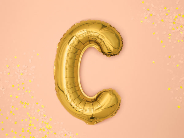 Balon foliowy litera C złoty pusty 35cm