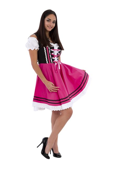 Oktoberfest Dirndl Dress Oktoberfest Black Pink Ladies 2 Pieces