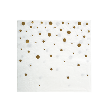 Serwetki Gold Dots White 17cm 16szt