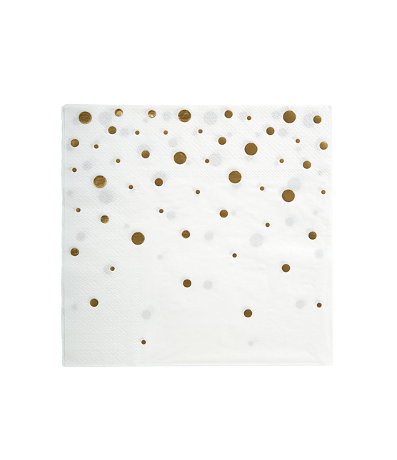 Serwetki Gold Dots White 17cm 16szt