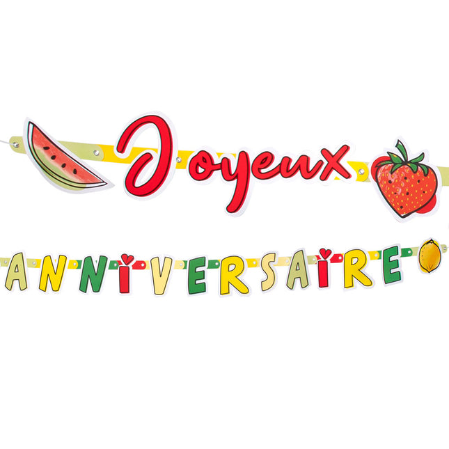 Kartonowa girlanda z literami Fruit Joyeux Anniversaire 3m