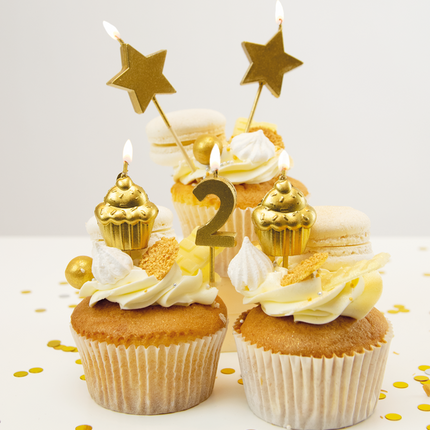 Świeczki 2 Years Cupcake Gold 17,5 cm