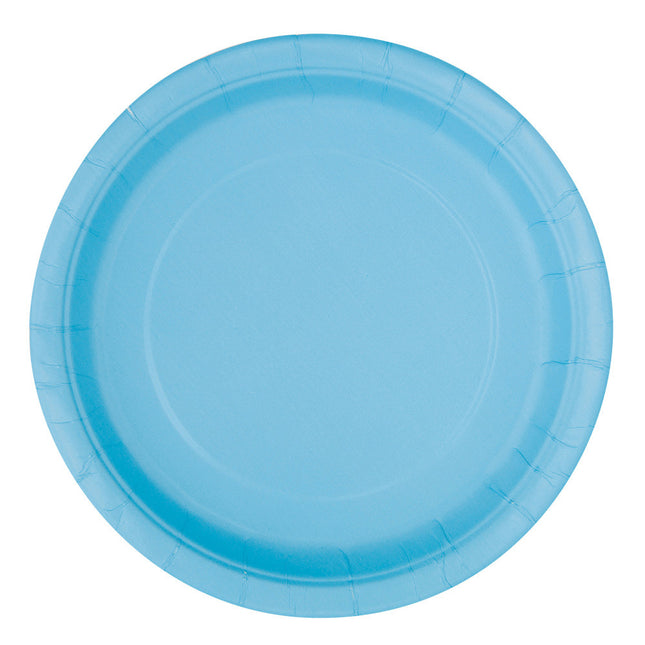 Jasnoniebieskie talerze okrągłe 17,5cm 8szt