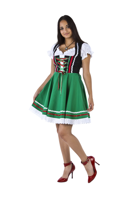 Dirndl 2-dlg.czarna/zielona, bluzka Carmen