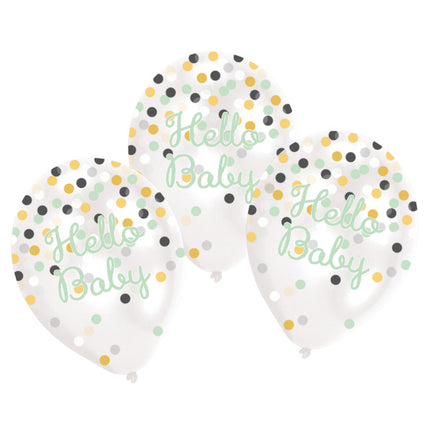 Balony Hello Baby Confetti 27,5cm 6szt