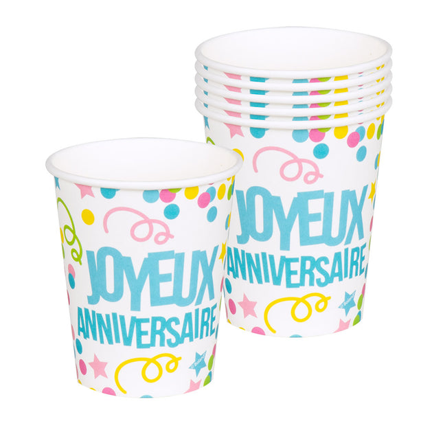 Kubki Joyeux Anniversaire 250ml 6szt