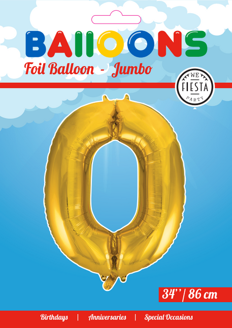 Balon foliowy Figura 0 Gold XL 86 cm pusty