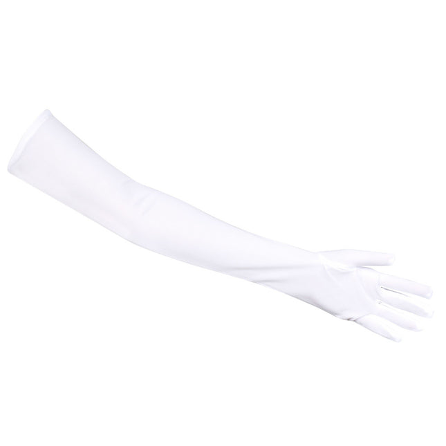 Białe rękawiczki długie 40 cm