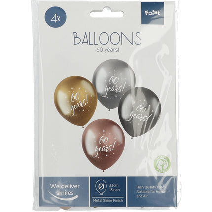 Balony 60 lat 33cm 4szt