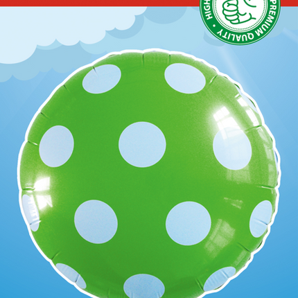 Balon helowy w kropki zielony 45 cm pusty