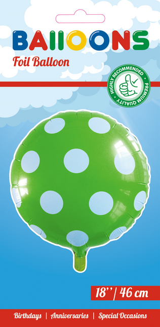 Balon helowy w kropki zielony 45 cm pusty