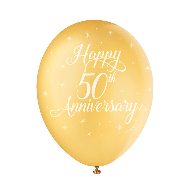 Balony Happy 50th Anniversary 30cm 5szt