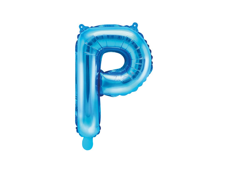 Balon foliowy litera P niebieski pusty 35cm
