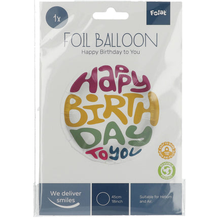 Balon helowy Happy Birthday Retro pusty 45cm