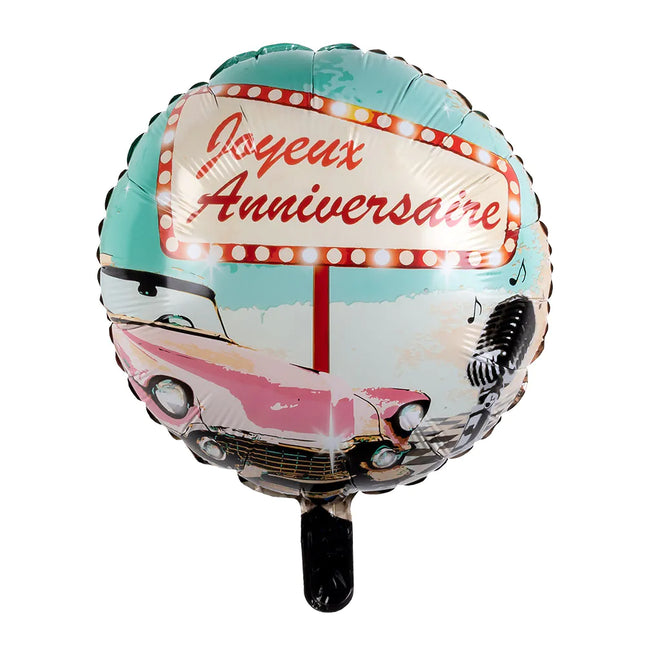 Balon helowy Joyeux Anniversaire 50s pusty 45cm