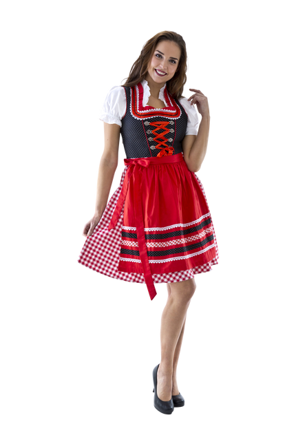 Czerwono biała sukienka Dirndl Oktoberfest Ladies w kratkę