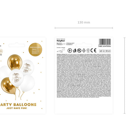 Balony Happy Birthday To You Gold 30cm 6szt