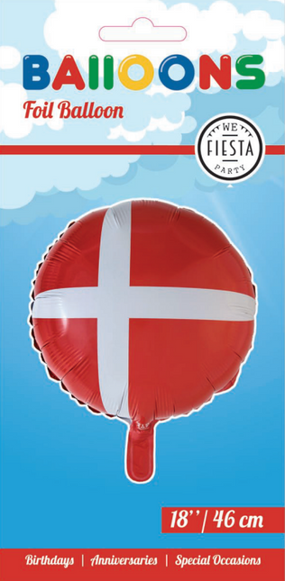 Balon helowy Flaga Dania 45 cm pusty