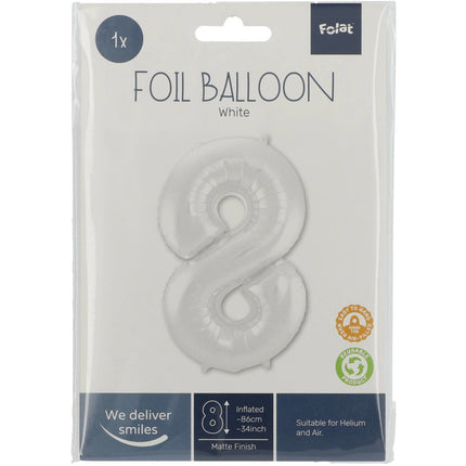 Balon foliowy Figura 8 Matt White XL 86 cm pusty