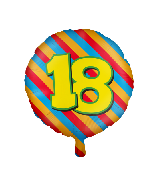 Balon helowy 18 lat kolorowy pusty 46 cm