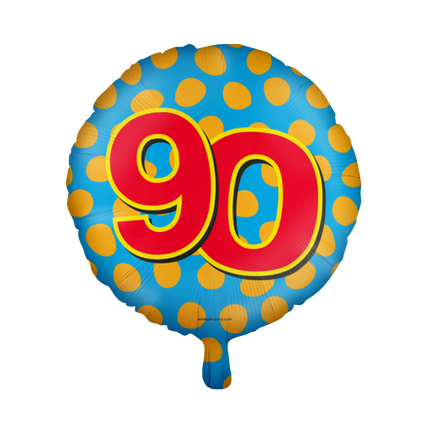 Balon helowy 90 lat kolorowy pusty 46 cm