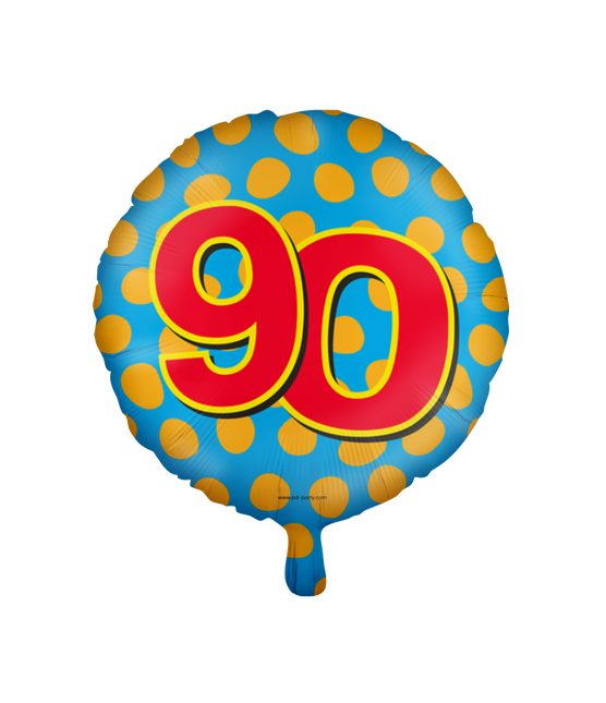 Balon helowy 90 lat kolorowy pusty 46 cm