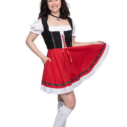 Oktoberfest Dirndl Dress Oktoberfest Black Red Ladies