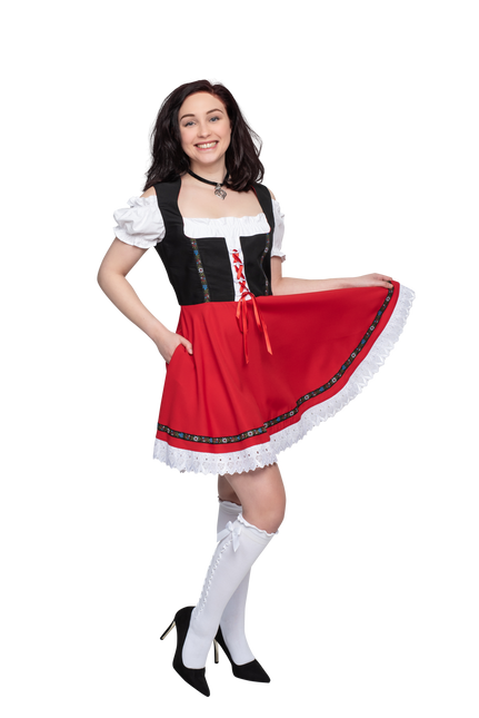 Oktoberfest Dirndl Dress Oktoberfest Black Red Ladies