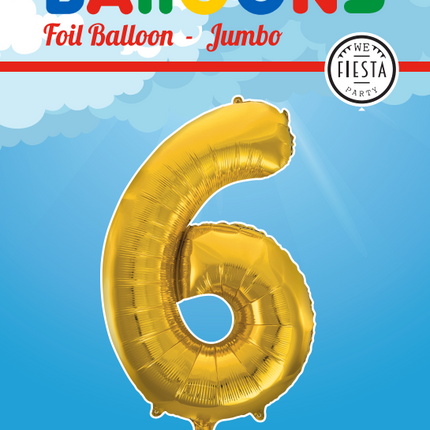 Balon foliowy Figurka 6 Gold XL 86cm pusty