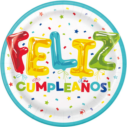 Talerze Feliz Cumpleanos 23cm 8szt.