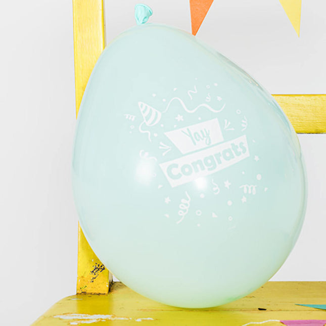 Balony Yay Congrats Kolorowe 23cm 8szt.