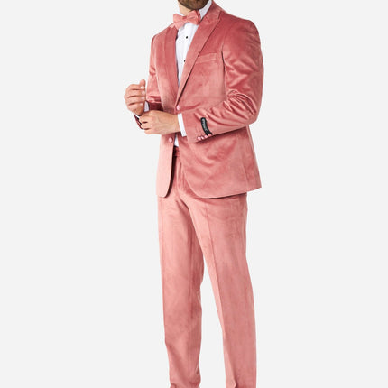 Jasnoróżowy aksamitny smoking męski <tc>OppoSuits</tc>