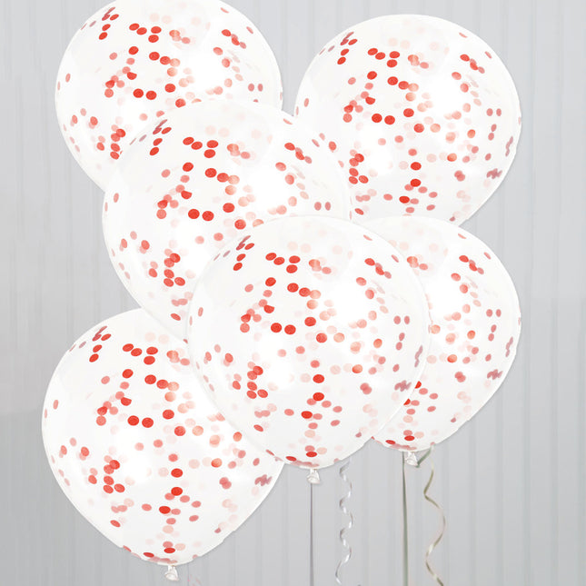 Balony konfetti czerwone 40cm 6szt