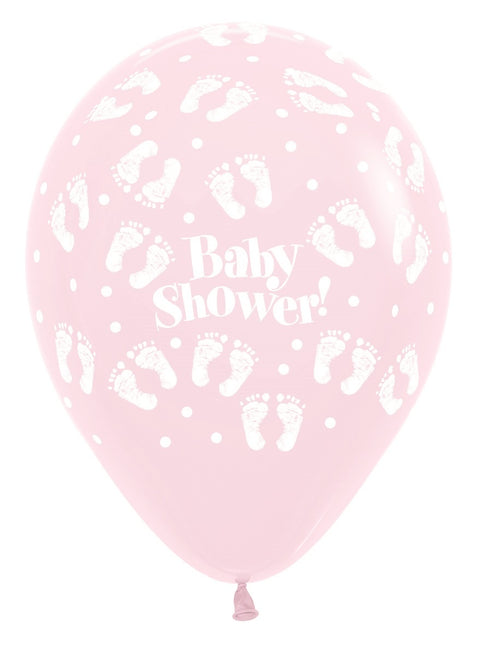 Balony Baby Shower Footprints Pastel Matte Mix 30cm 25szt