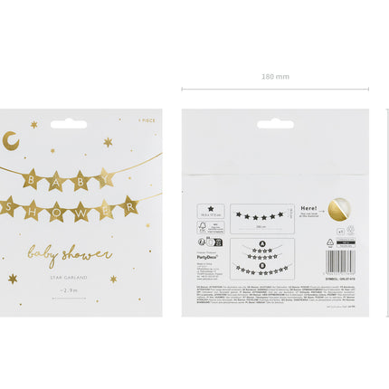 Złota girlanda Baby Shower Stars 2,9 m