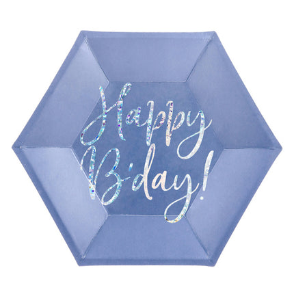 Talerze Happy B'Day Blue 20cm 6szt