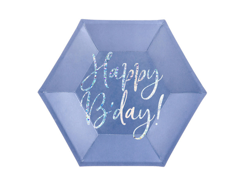 Talerze Happy B'Day Blue 20cm 6szt