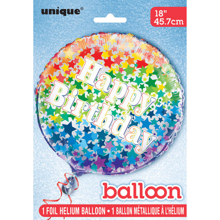 Balon helowy Happy Birthday Stars Rainbow 45cm pusty