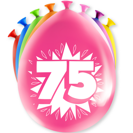 Balony 75 lat Hurra 30cm 8szt