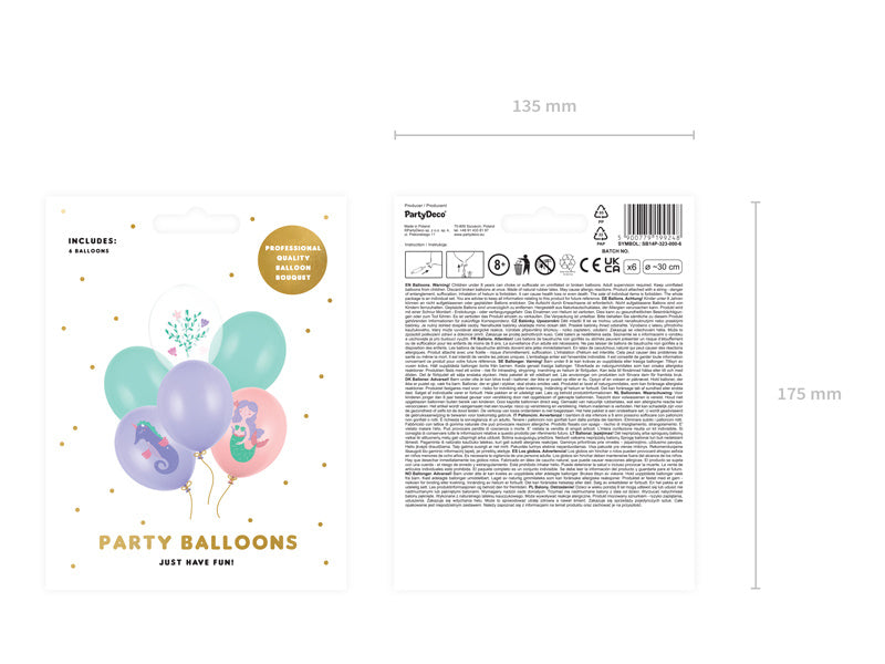 Balony syrenki 30cm 6szt