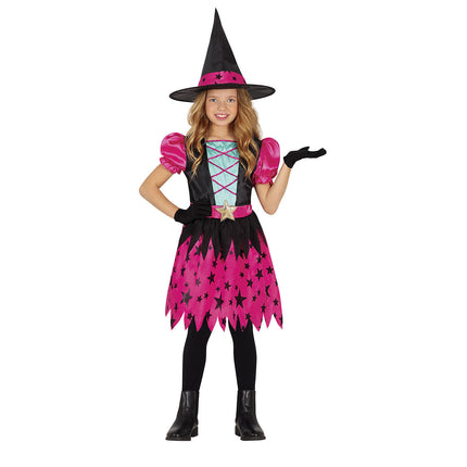 Kostium czarownicy na Halloween dla dziewczynki Star Pink