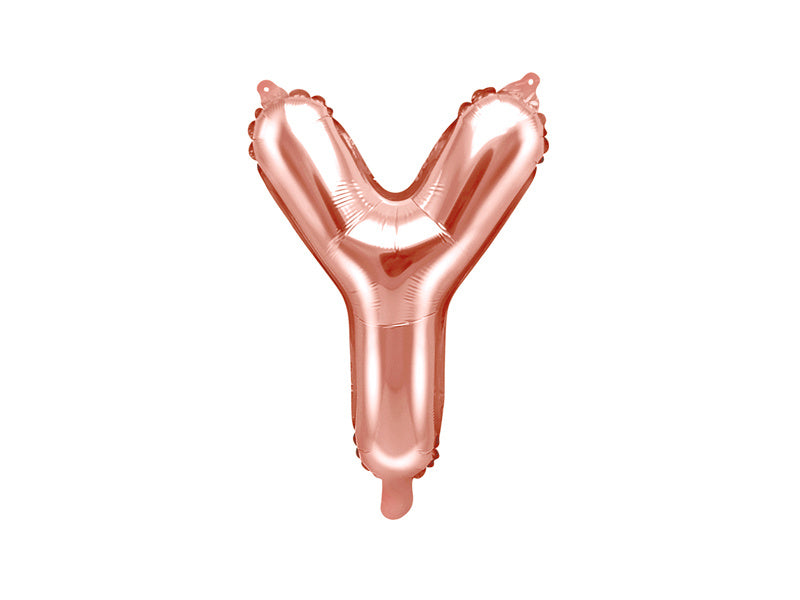 Balon foliowy litera Y różowe złoto pusty 35 cm