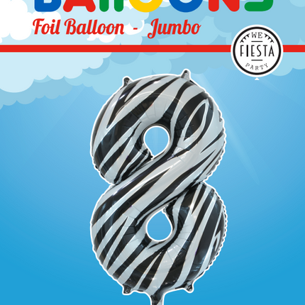 Balon foliowy Figurka 8 Zebra XL 86cm pusty