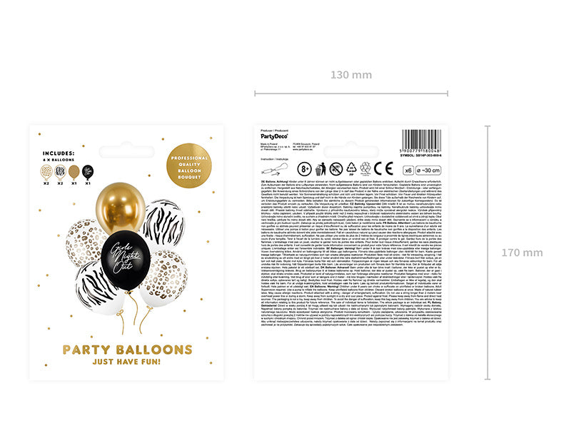 Balony z nadrukiem zwierząt 30cm 6szt