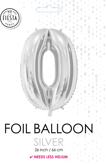 Balon foliowy Figurka 0 Srebrny 66cm