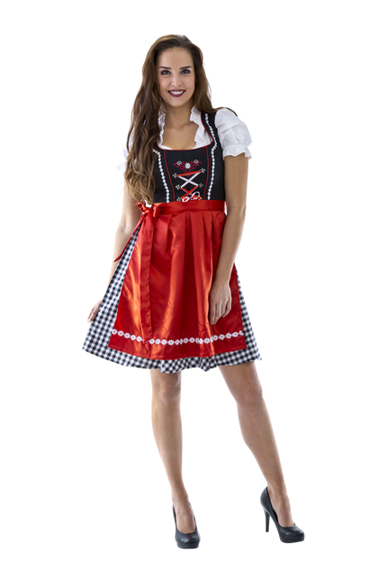 Czarno-biała sukienka Dirndl Oktoberfest Ladies w kratkę