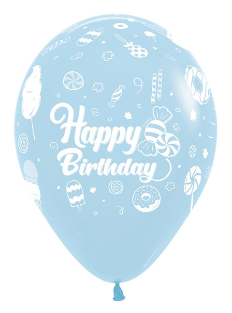 Balony Happy Birthday Sweet Pastel Matte Mix 30cm 25szt