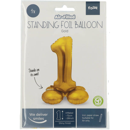 Balon foliowy Figurka 1 Złoty ze stojakiem 72 cm