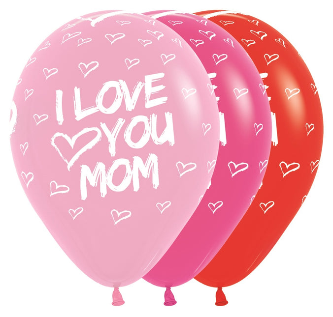 Balony Kocham Cię Mamo Mix 30cm 25szt