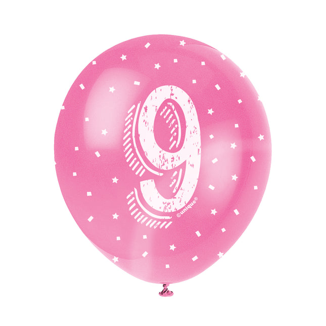 Balony na 9 lat Konfetti 30cm 5szt